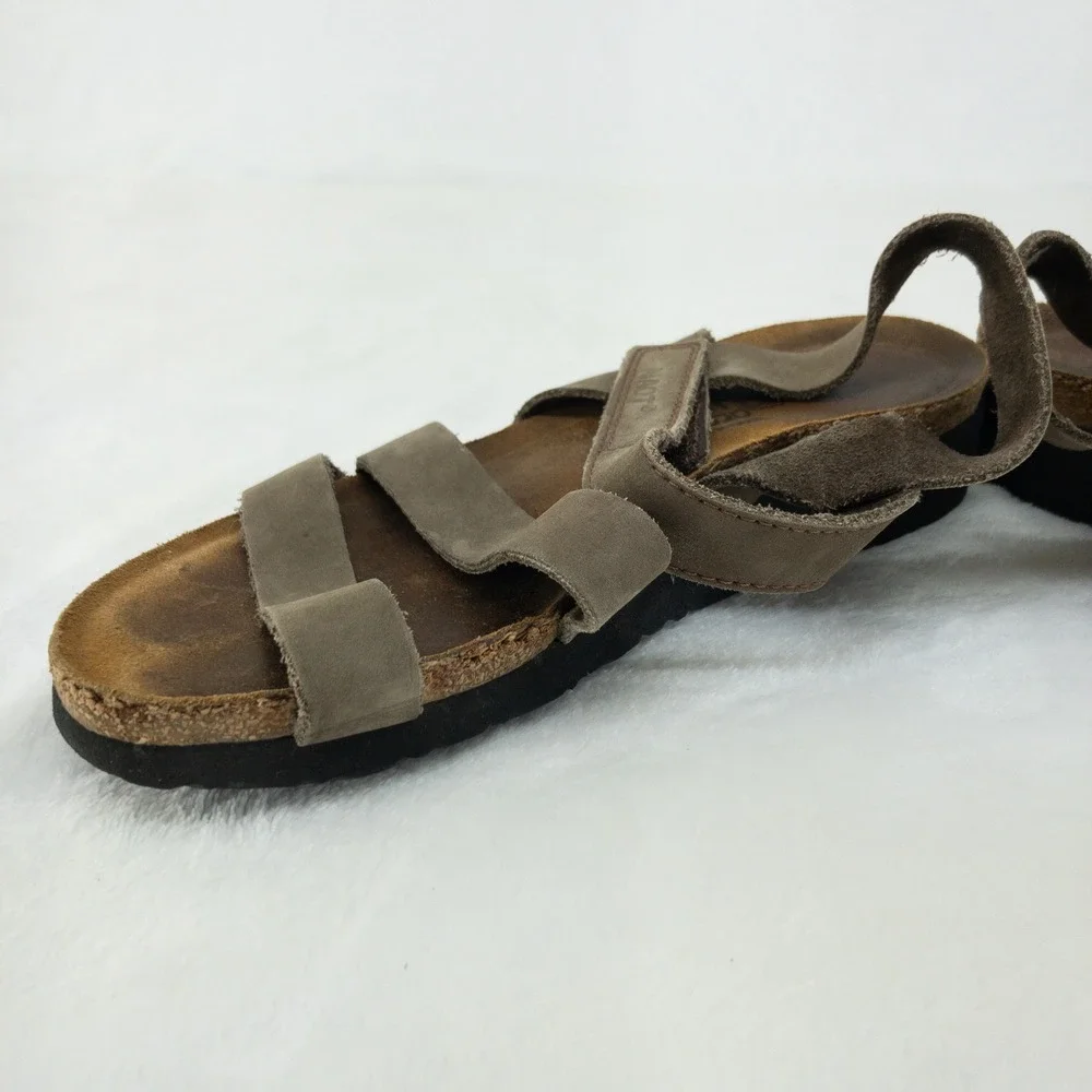 Naot‎ Kayla Sandals Womens US 6 EU 37 Gray Leather Cork Adjustable Straps